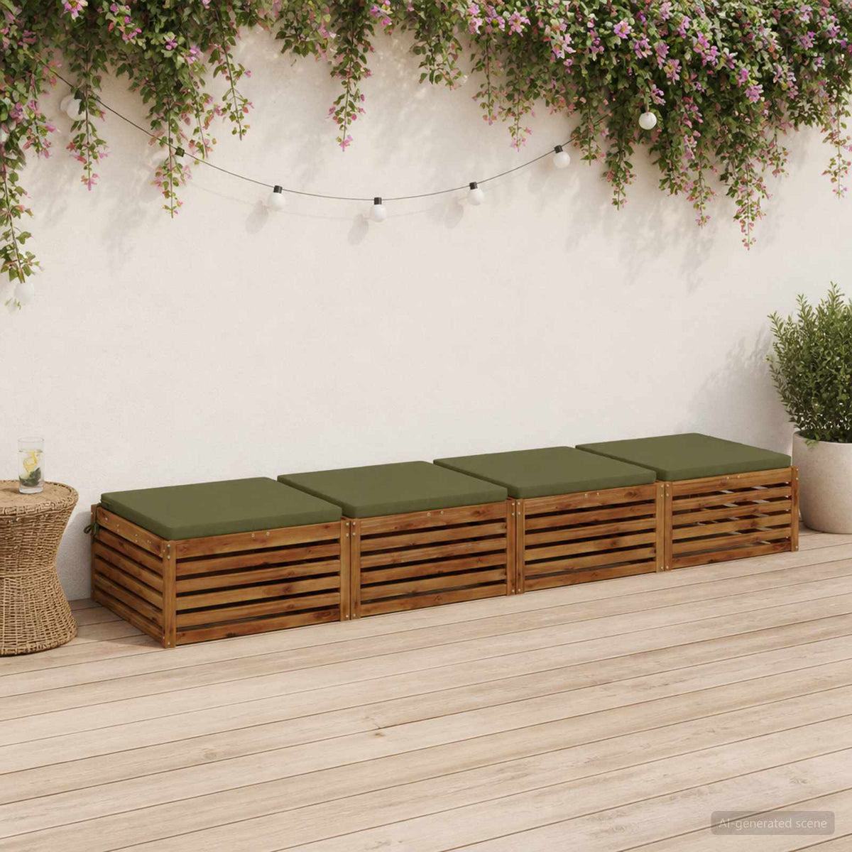 vidaXL 4-Piece Seat Cushions SOEST 4 pcs 100% Polyester Olive Green