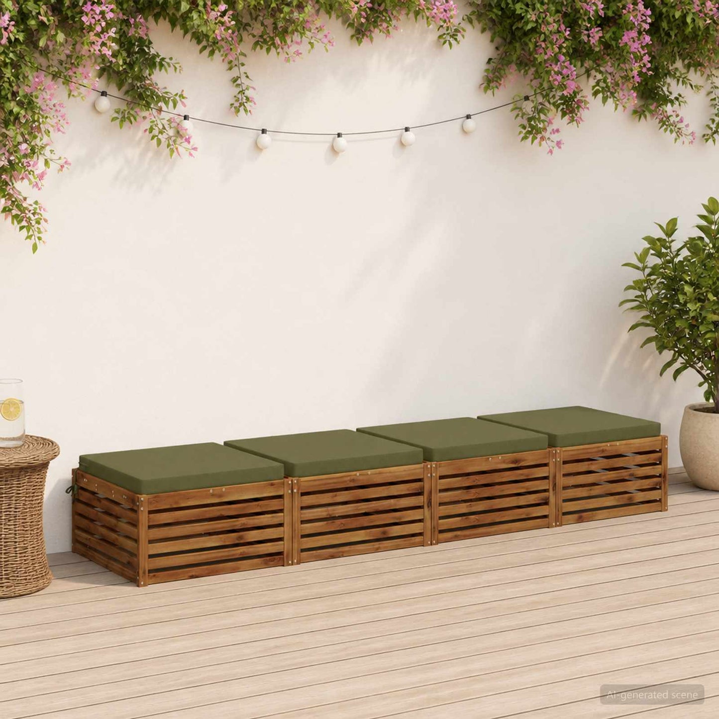 vidaXL 4-Piece Seat Cushions SOEST 4 pcs 100% Polyester Olive Green