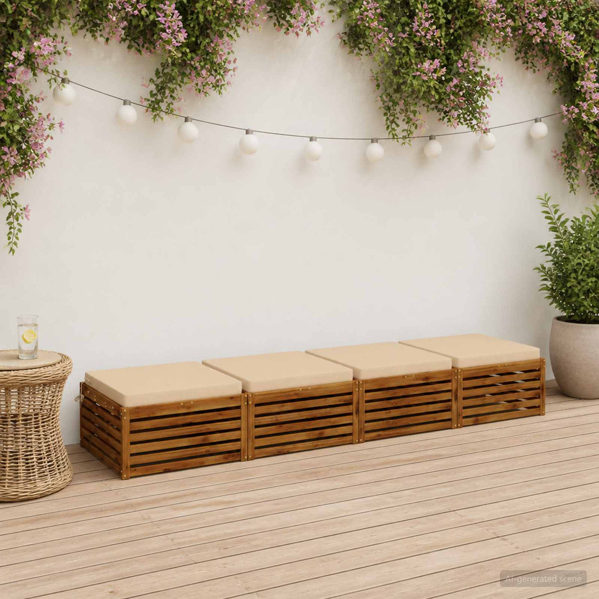 vidaXL 4-Piece Seat Cushions SOEST 4 pcs 100% Polyester Cream