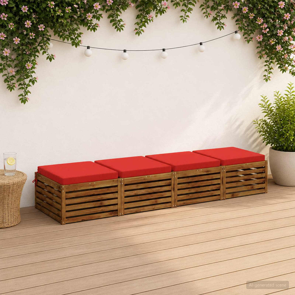 vidaXL 4-Piece Seat Cushions SOEST 4 pcs 100% Polyester Red