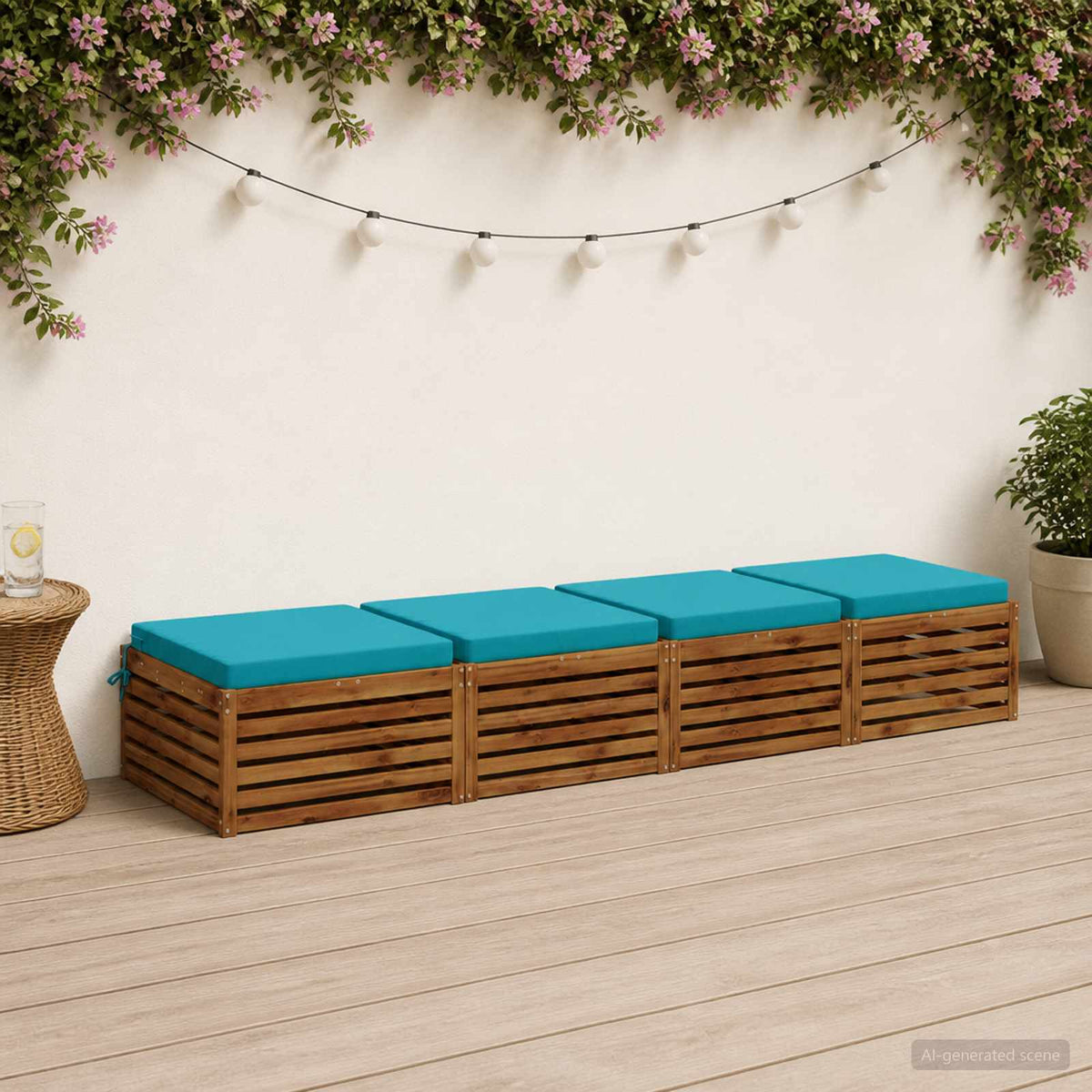 vidaXL 4-Piece Seat Cushions SOEST 4 pcs 100% Polyester Turquoise