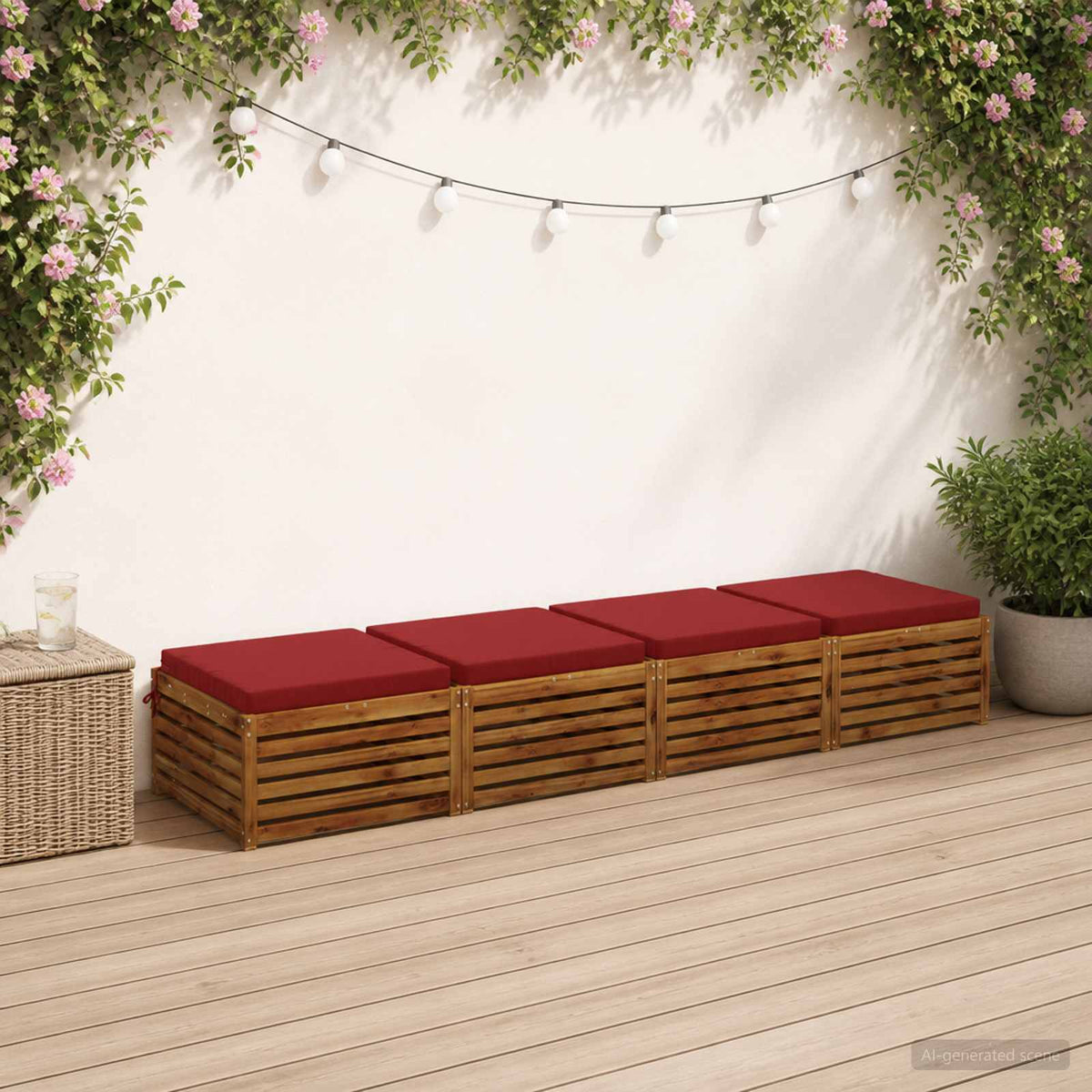 vidaXL 4-Piece Seat Cushions SOEST 4 pcs 100% Polyester Wine Red
