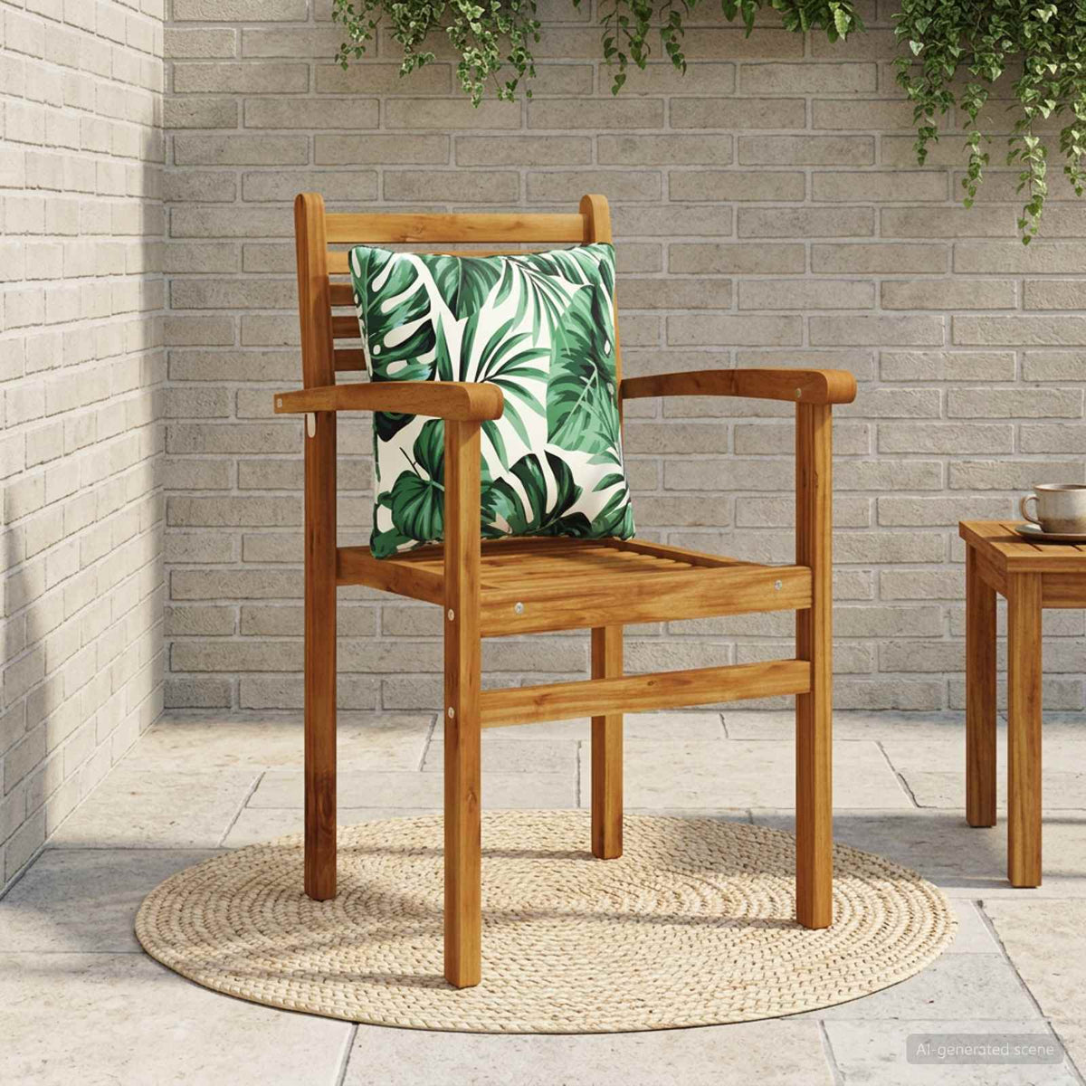 vidaXL Back Cushion PUTTEN 100% Polyester Leaf Pattern 40 x 40 x 15 cm