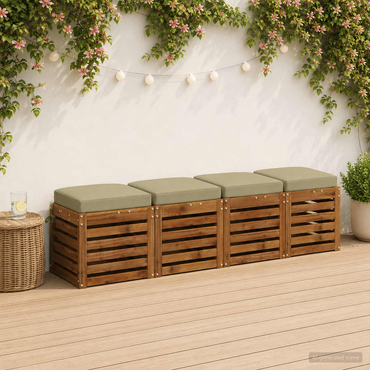 vidaXL 4-Piece Seat Cushions SOEST 4 pcs 100% Polyester Light Green