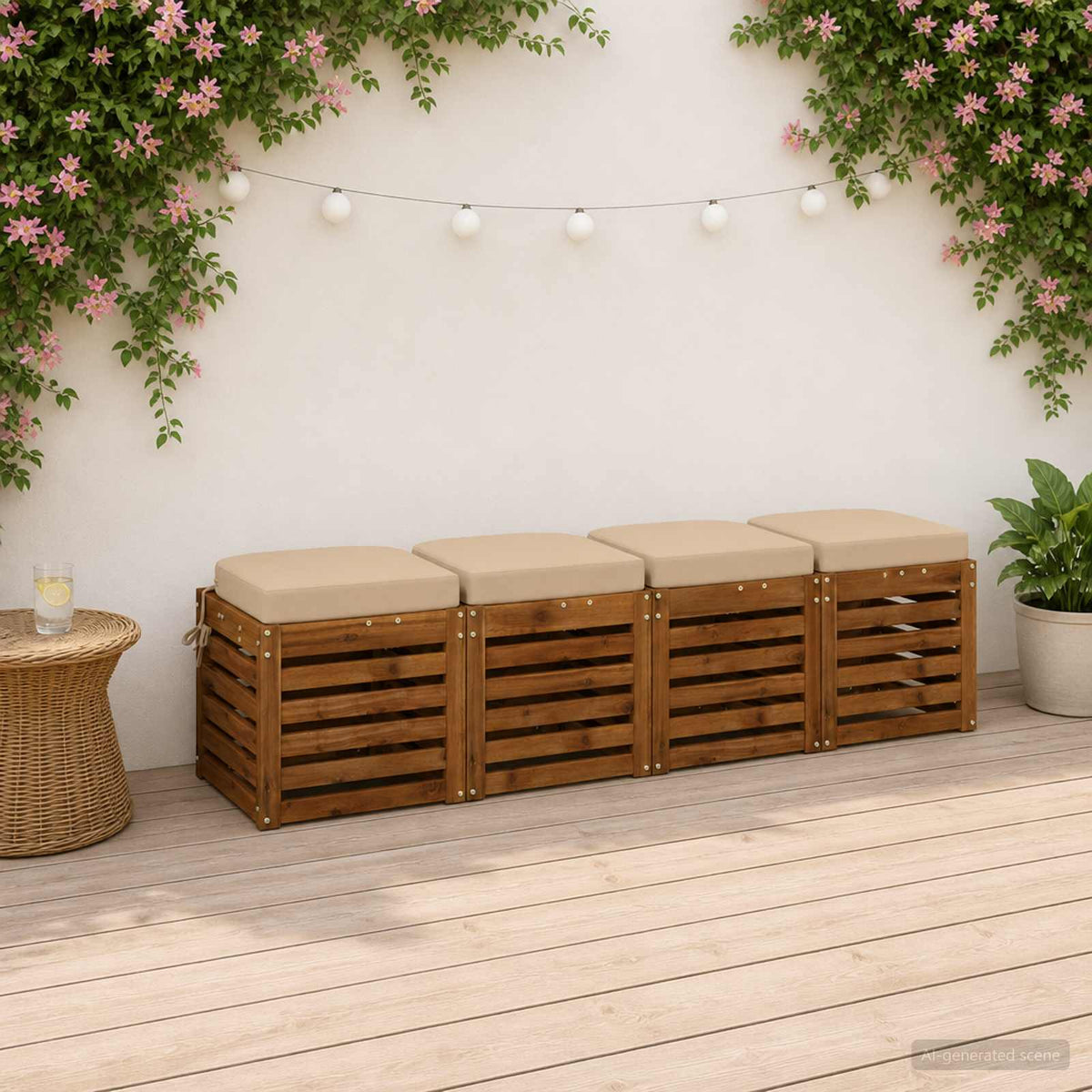 vidaXL 4-Piece Seat Cushions SOEST 4 pcs 100% Polyester Cream