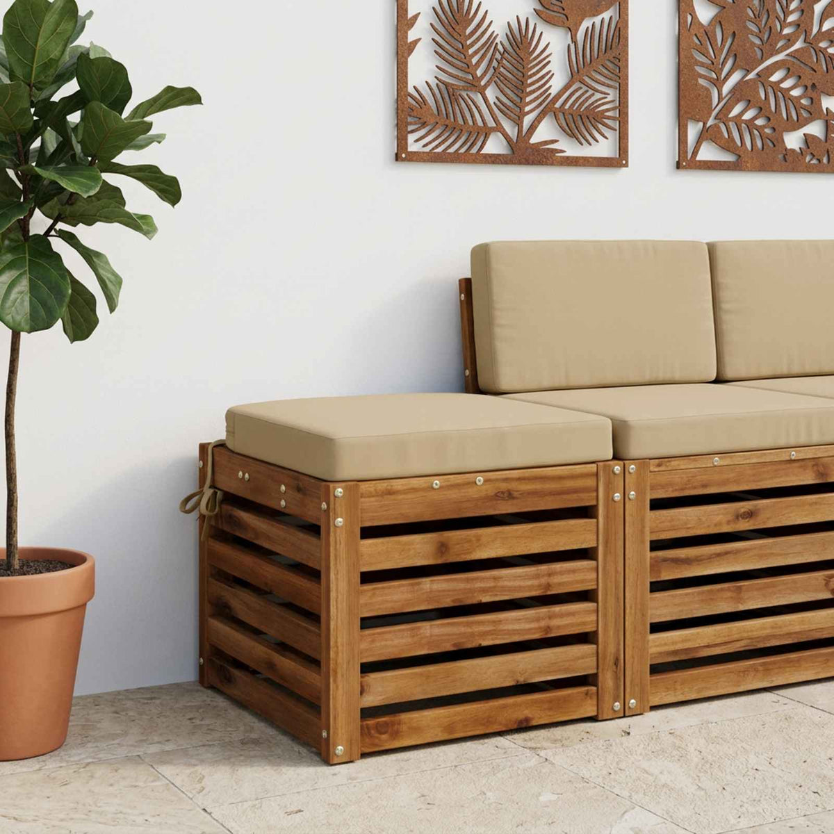 vidaXL 1-Piece Seat Cushion SOEST 100% Polyester Beige 40 x 40 x 7 cm