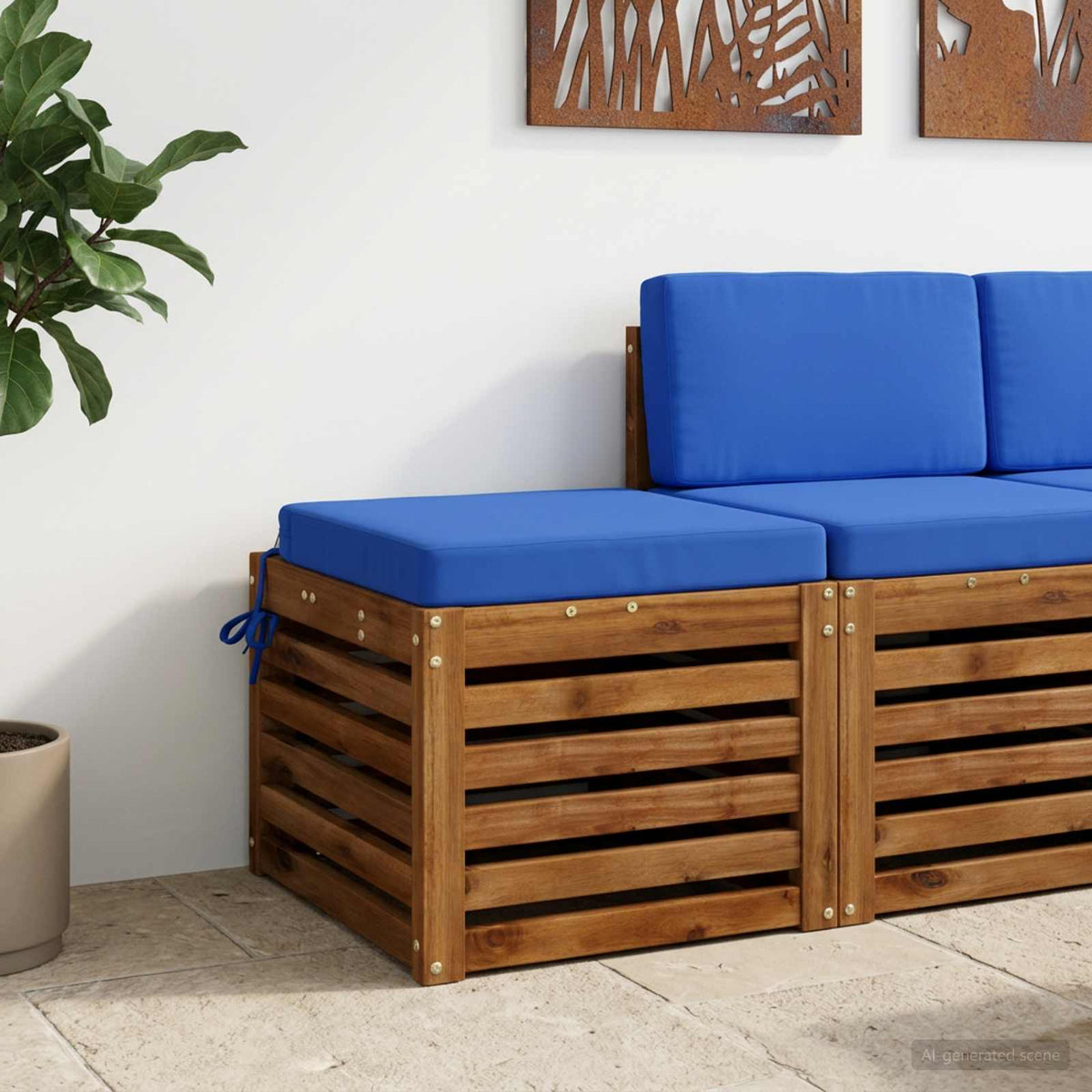 vidaXL Seat Cushion SOEST 100% Polyester Royal Blue 45 x 45 x 7 cm