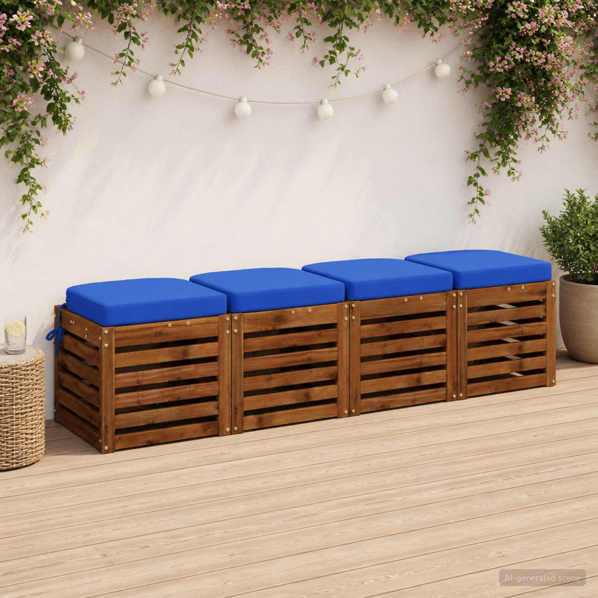 vidaXL 4-Piece Seat Cushions SOEST 4 pcs 100% Polyester Royal Blue