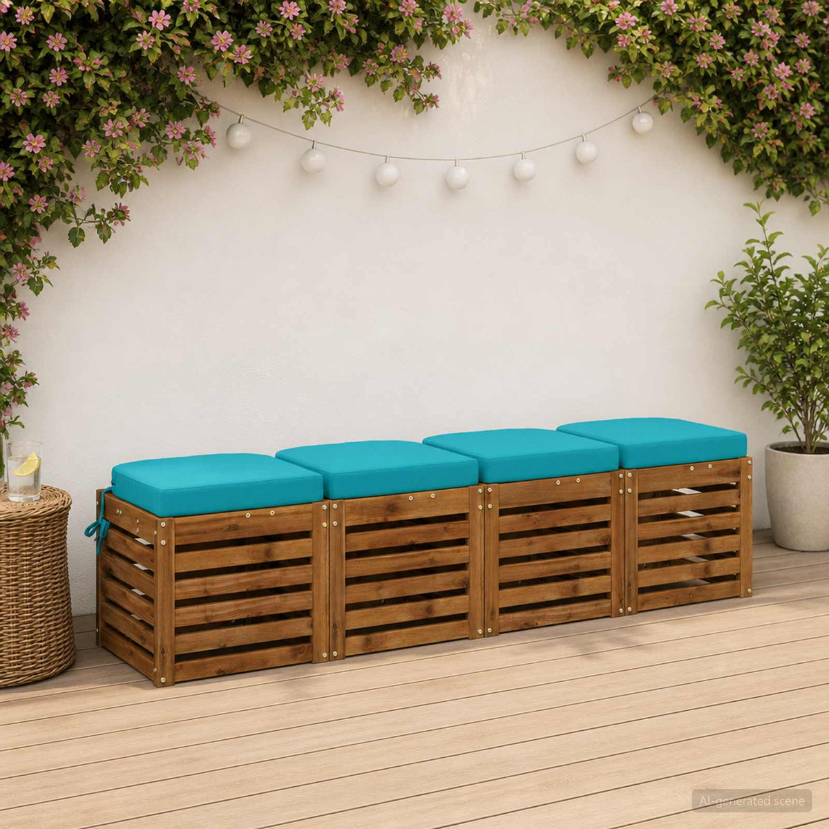 vidaXL 4-Piece Seat Cushions SOEST 4 pcs 100% Polyester Turquoise