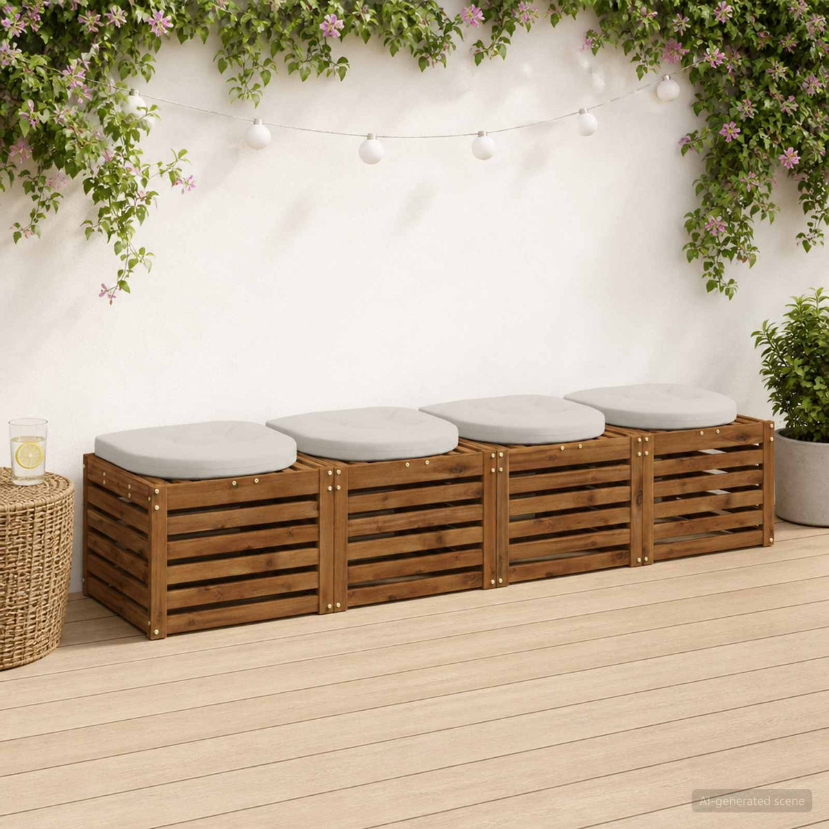 vidaXL 4-Piece Seat Cushions 4 pcs 100% Polyester White 40 x 40 x 5 cm