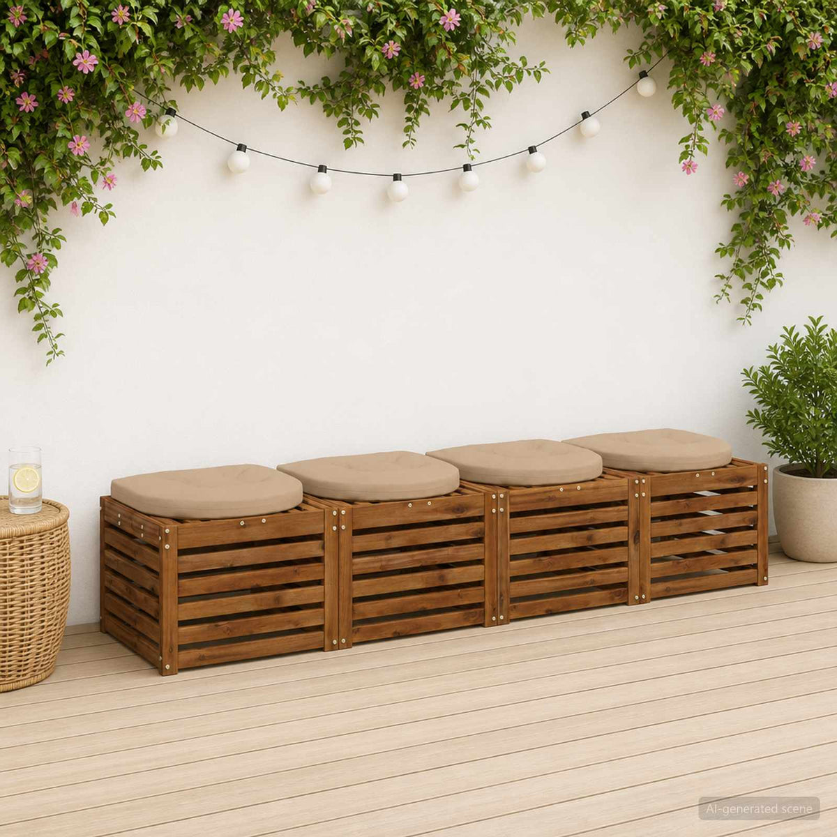 vidaXL 4-Piece Seat Cushions 4 pcs 100% Polyester Sand 45 x 45 x 5 cm