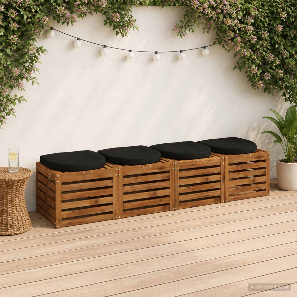 vidaXL 4-Piece Seat Cushions 4 pcs 100% Polyester Black 45 x 45 x 5 cm