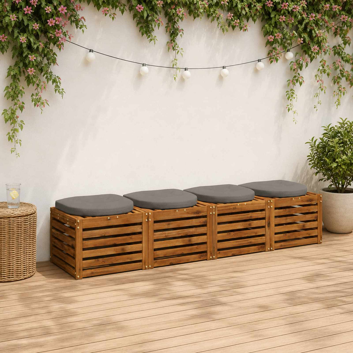 vidaXL 4-Piece Seat Cushions 4 pcs 100% Polyester Grey 40 x 40 x 5 cm