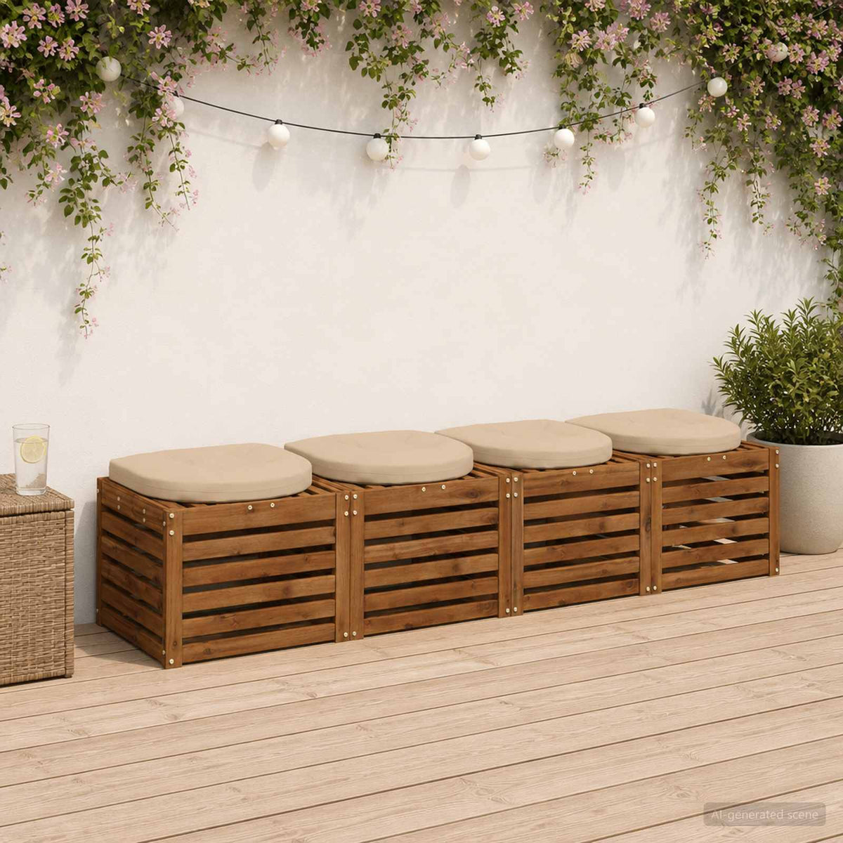 vidaXL 4-Piece Seat Cushions 4 pcs 100% Polyester Cream 40 x 40 x 5 cm