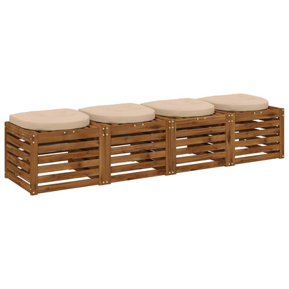 vidaXL 4-Piece Seat Cushions 4 pcs 100% Polyester Cream 45 x 45 x 5 cm