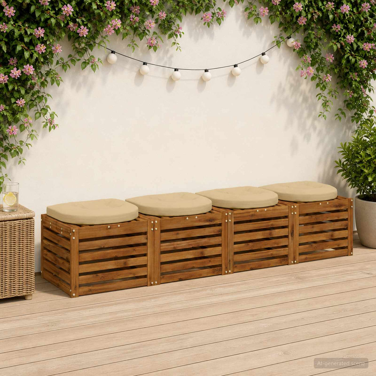 vidaXL 4-Piece Seat Cushions 4 pcs 100% Polyester Beige 45 x 45 x 5 cm