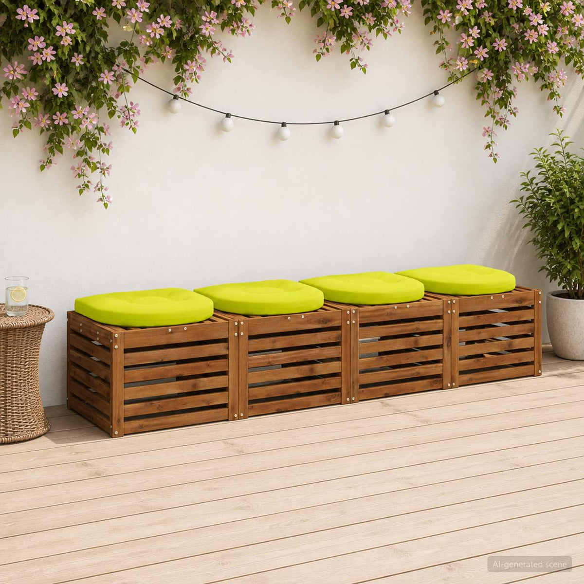vidaXL 4-Piece Seat Cushions 4 pcs 100% Polyester Bright Green