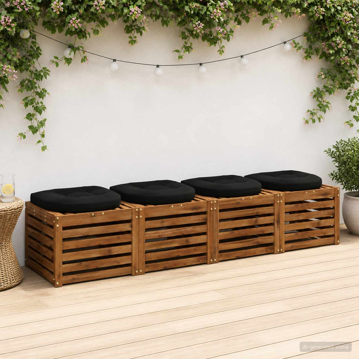 vidaXL 4-Piece Seat Cushions 4 pcs 100% Polyester Black 40 x 40 x 5 cm