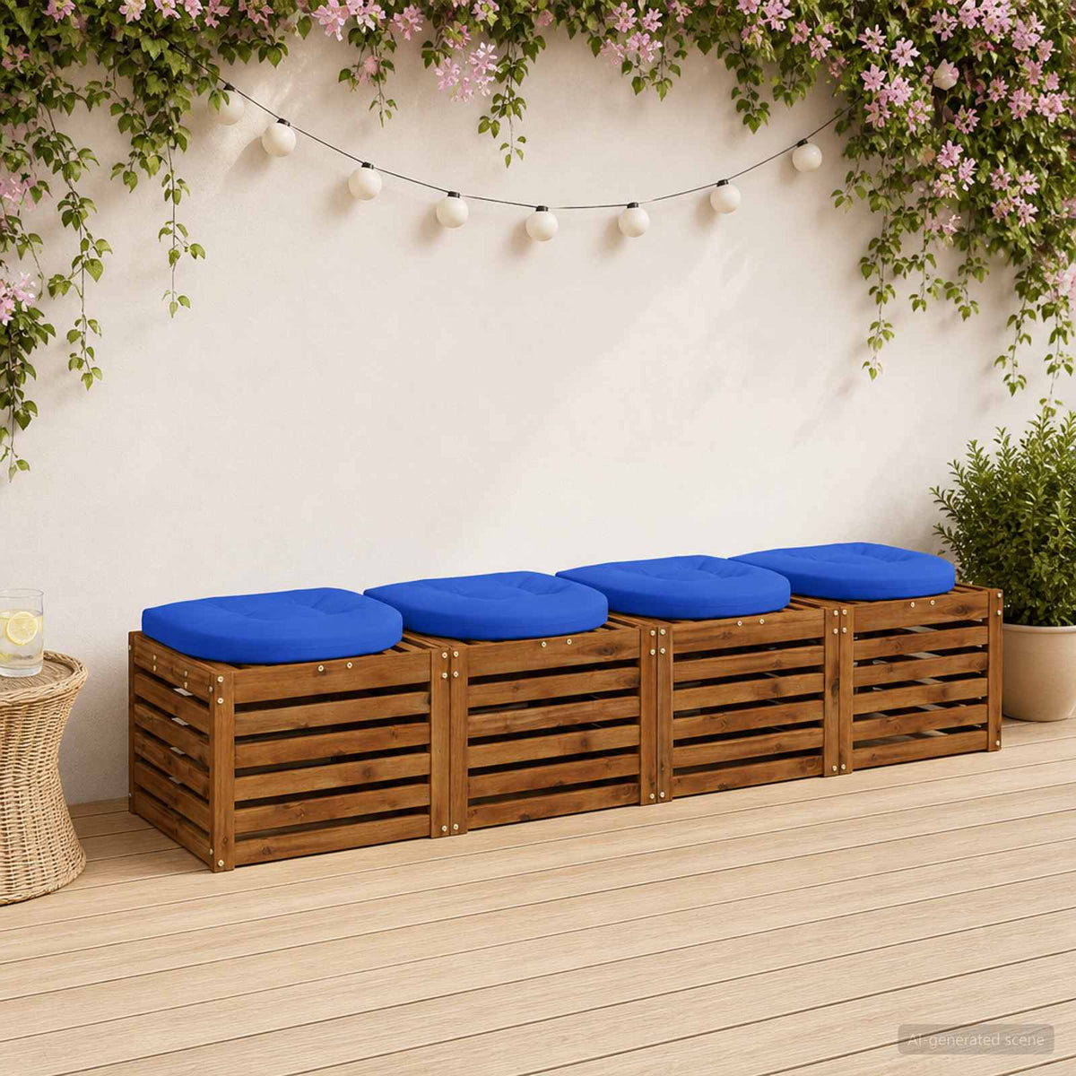 vidaXL 4-Piece Seat Cushions 4 pcs 100% Polyester Royal Blue