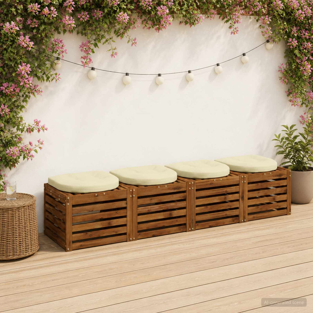 vidaXL 4-Piece Seat Cushions 4 pcs 100% Polyester Cream 45 x 45 x 5 cm