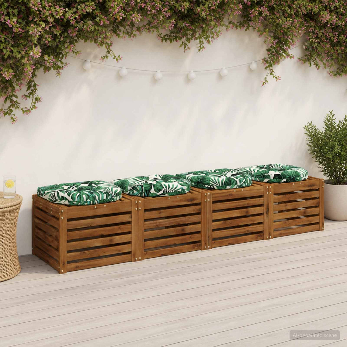 vidaXL 4-Piece Seat Cushions 4 pcs 100% Polyester Leaf Pattern