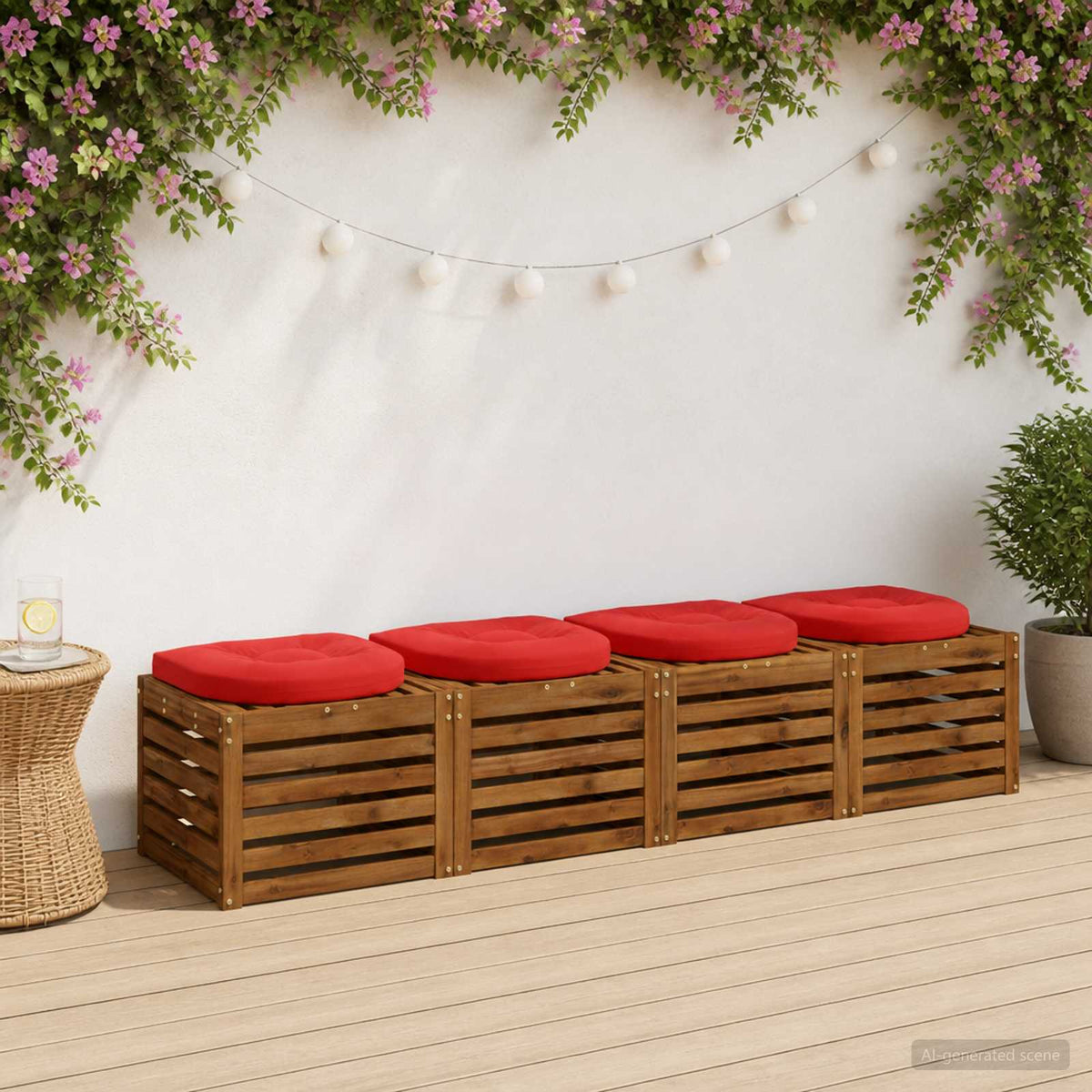 vidaXL 4-Piece Seat Cushions 4 pcs 100% Polyester Red 40 x 40 x 5 cm