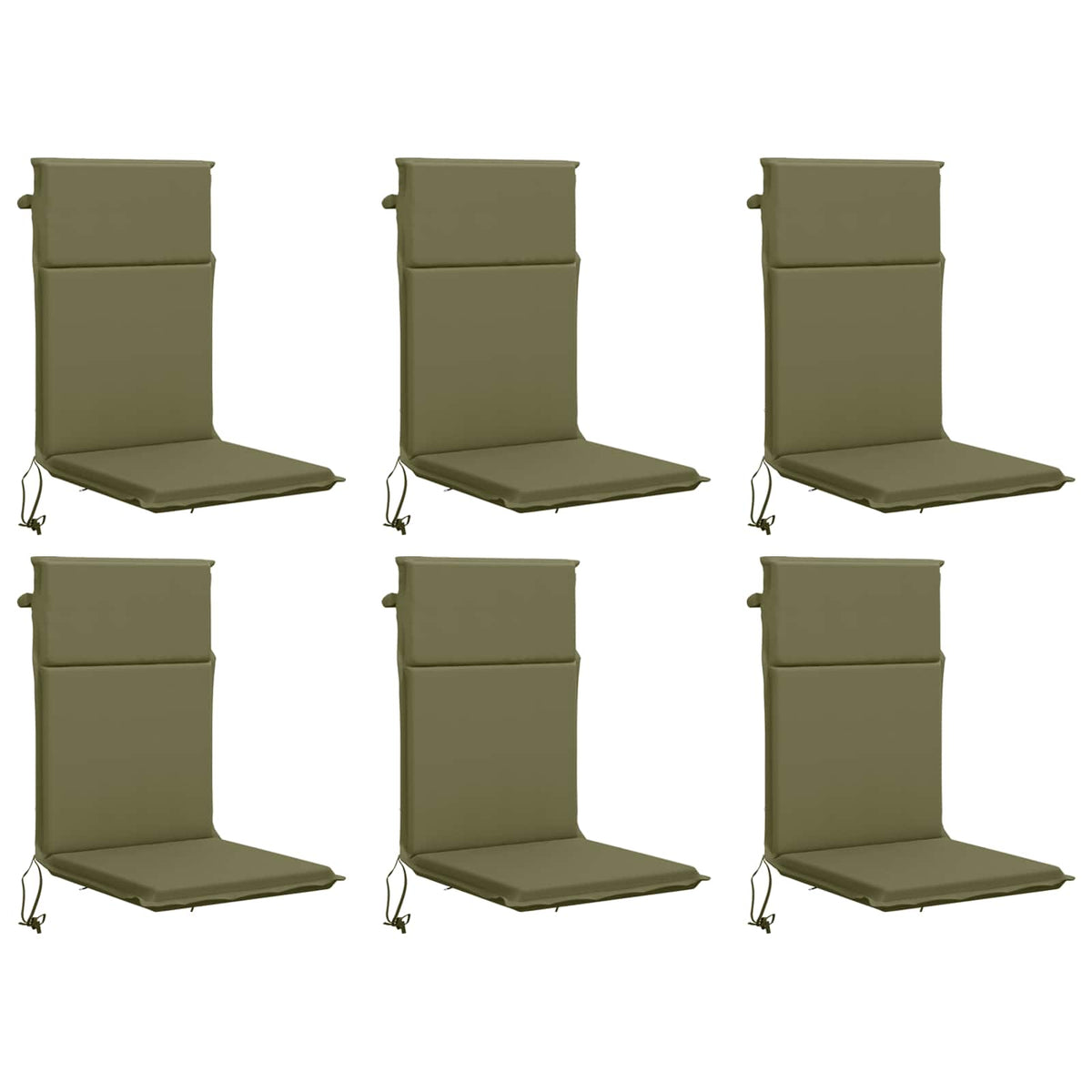 vidaXL High Back Chair Cushion GEMERT 6 pcs 100% Polyester Olive Green