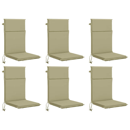 vidaXL High Back Chair Cushion GEMERT 6 pcs 100% Polyester Light Green