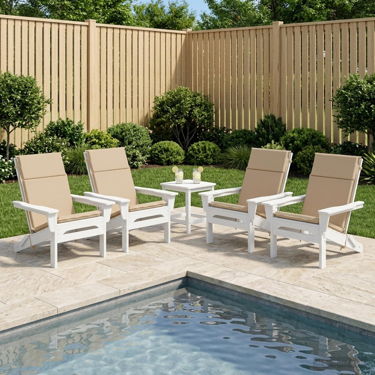 vidaXL High Back Chair Cushion GEMERT 4 pcs 100% Polyester Sand
