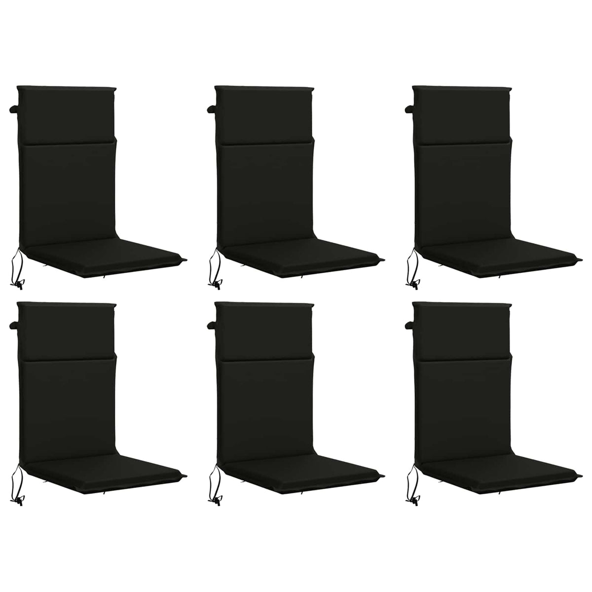 vidaXL High Back Chair Cushion GEMERT 6 pcs 100% Polyester Black