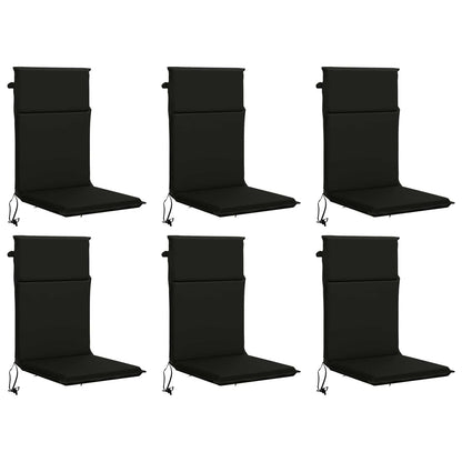 vidaXL High Back Chair Cushion GEMERT 6 pcs 100% Polyester Black