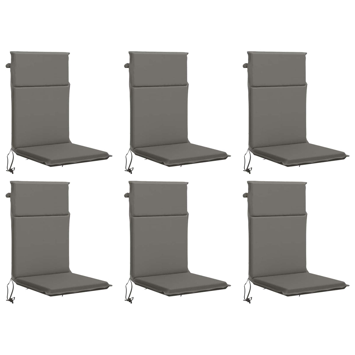 vidaXL High Back Chair Cushion GEMERT 6 pcs 100% Polyester Grey