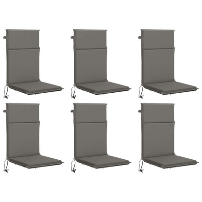 vidaXL High Back Chair Cushion GEMERT 6 pcs 100% Polyester Grey