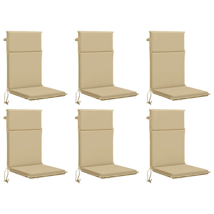 vidaXL High Back Chair Cushion GEMERT 6 pcs 100% Polyester Beige