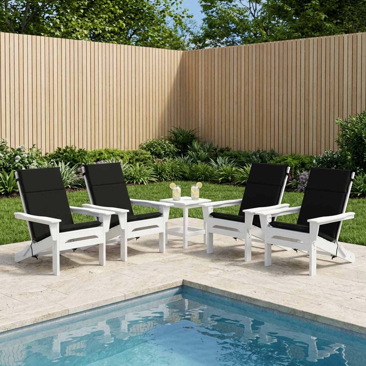 vidaXL High Back Chair Cushion GEMERT 4 pcs 100% Polyester Black