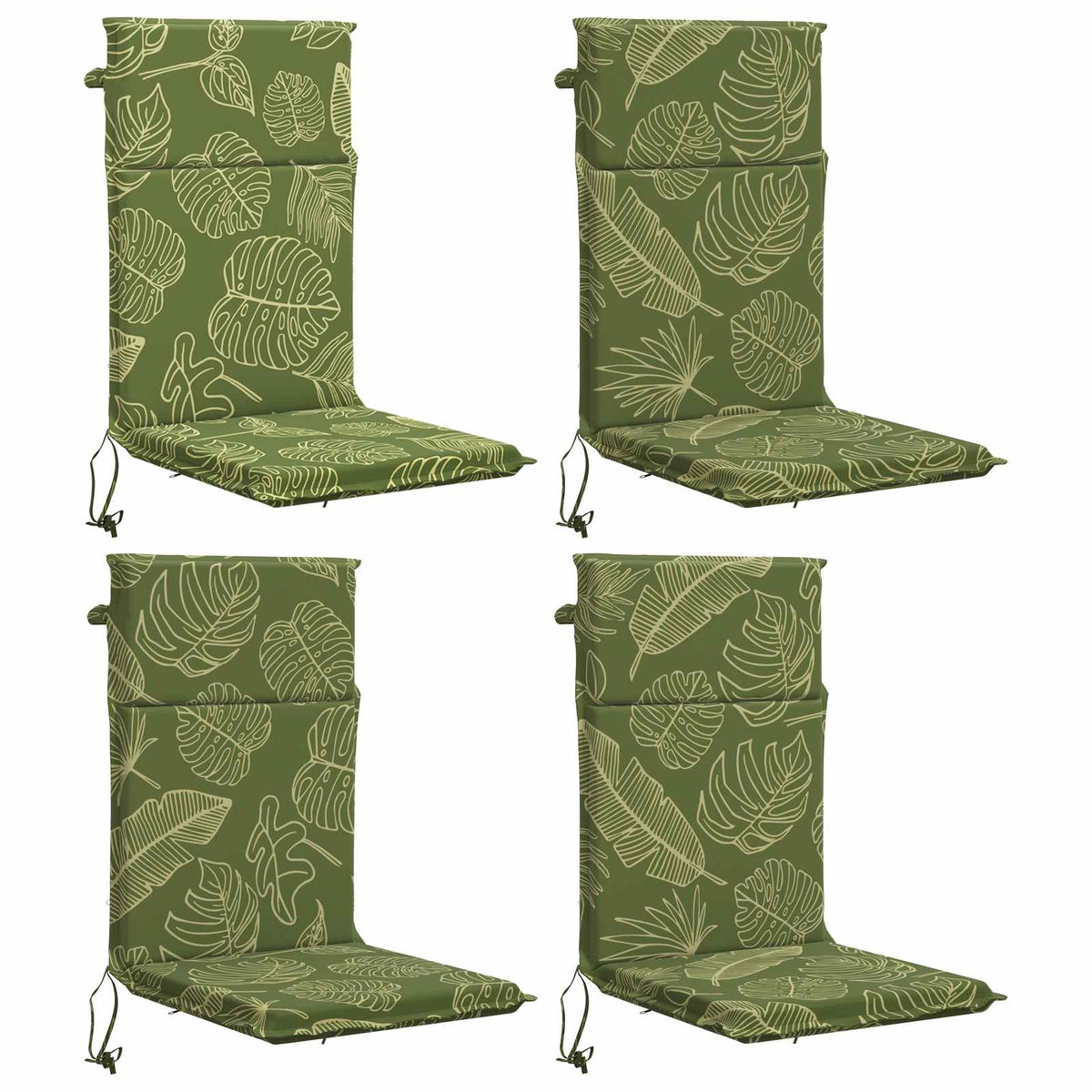 vidaXL High Back Chair Cushion GEMERT 4 pcs 100% Polyester Leaf Design