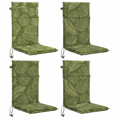 vidaXL High Back Chair Cushion GEMERT 4 pcs 100% Polyester Leaf Design