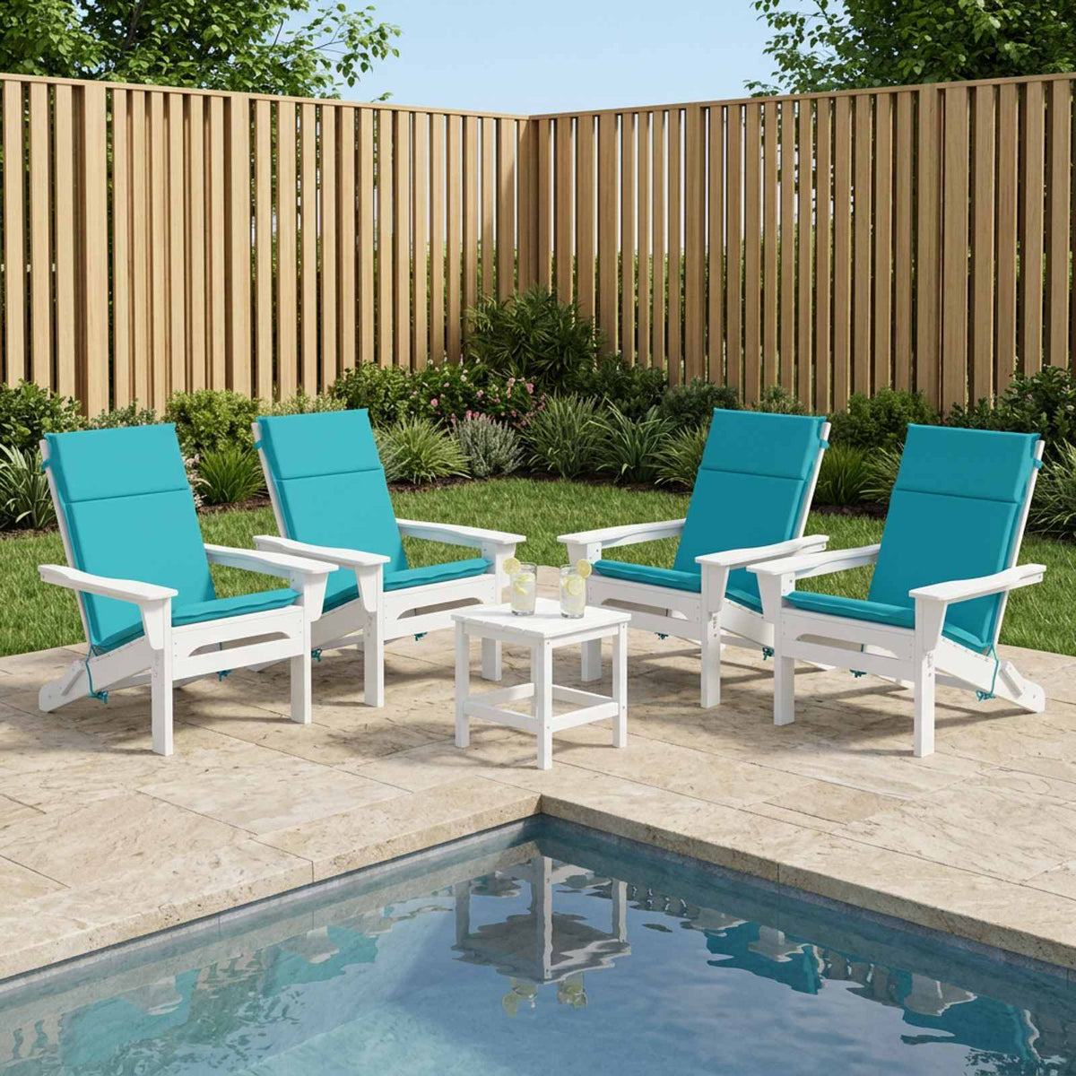 vidaXL High Back Chair Cushion GEMERT 6 pcs 100% Polyester Turquoise