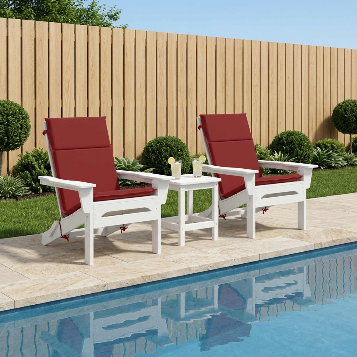 vidaXL High Back Chair Cushion GEMERT 2 pcs 100% Polyester Wine Red