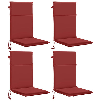 vidaXL High Back Chair Cushion GEMERT 4 pcs 100% Polyester Wine Red