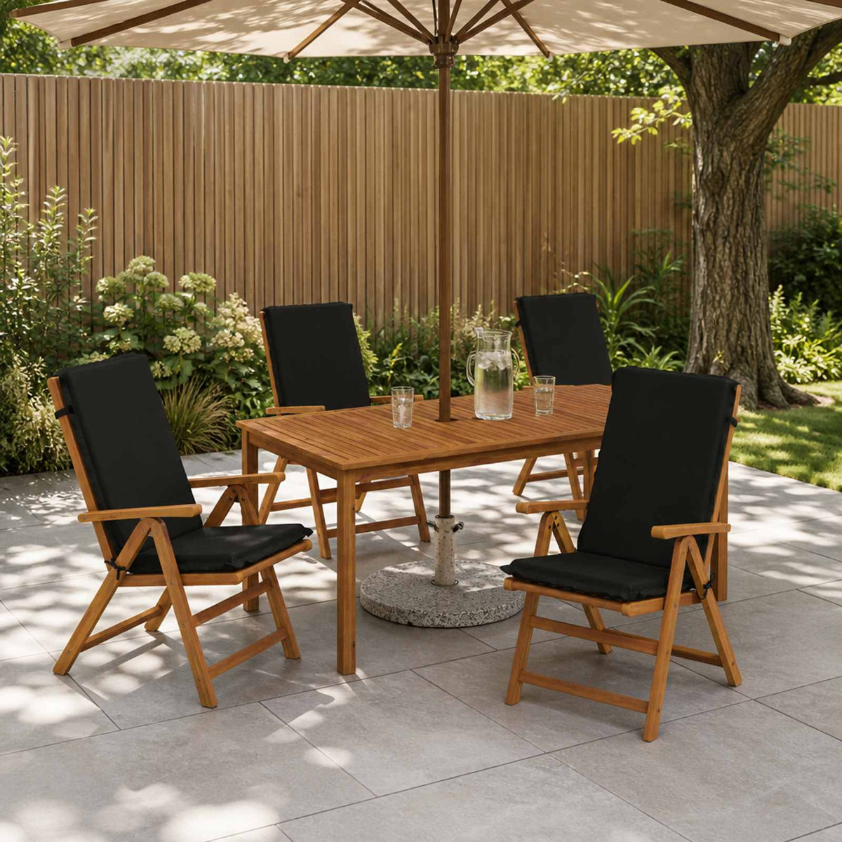 vidaXL High Back Chair Cushion GEMERT 4 pcs 100% Polyester Black