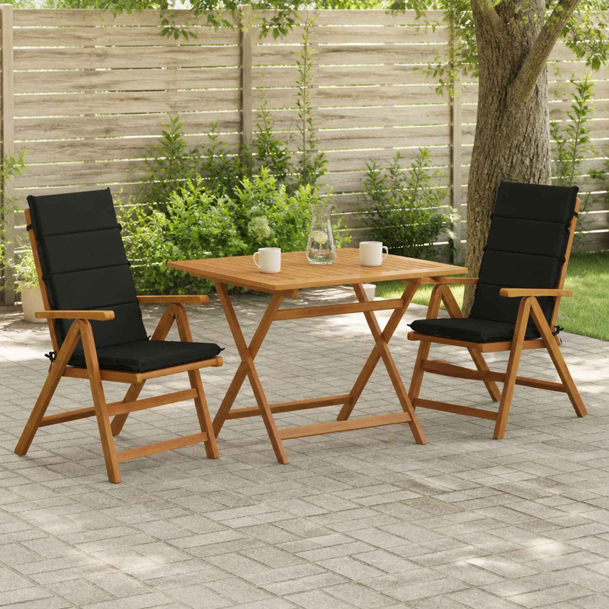 vidaXL 2-Piece High Back Bhair Cushions GEMERT 100% Polyester Black