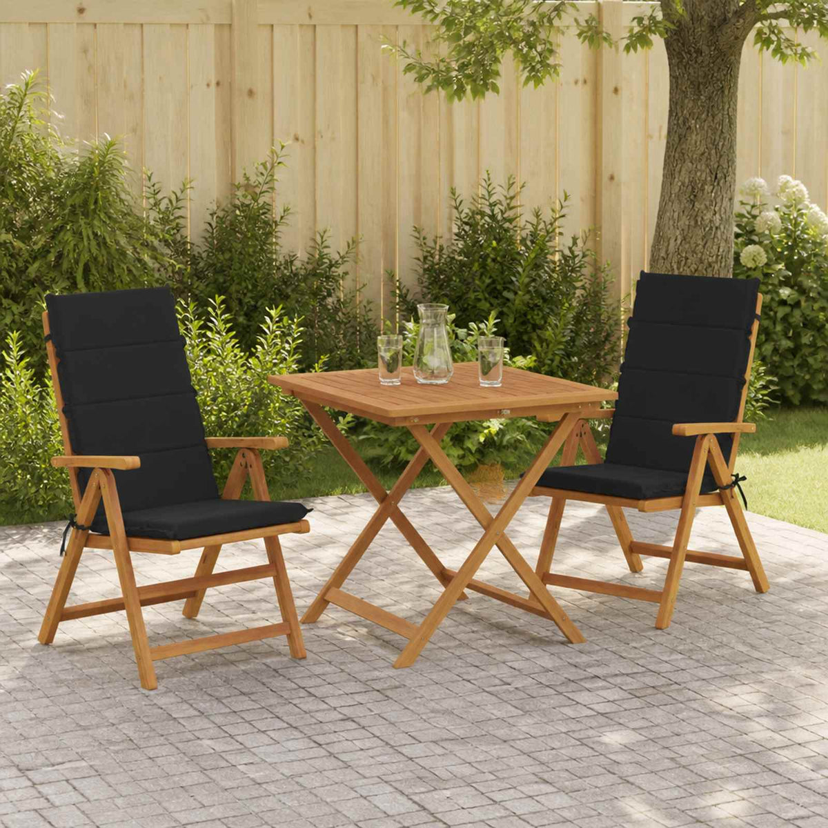 vidaXL High Back Chair Cushion GEMERT 2 pcs 100% Polyester Black
