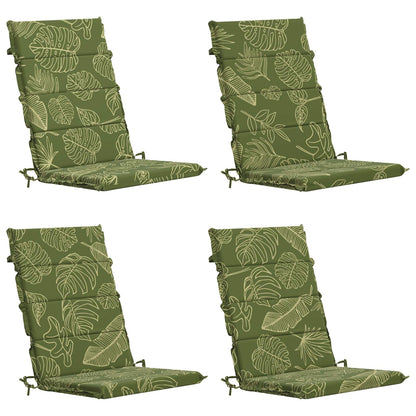 vidaXL High Back Chair Cushion GEMERT 4 pcs 100% Polyester Leaf Design