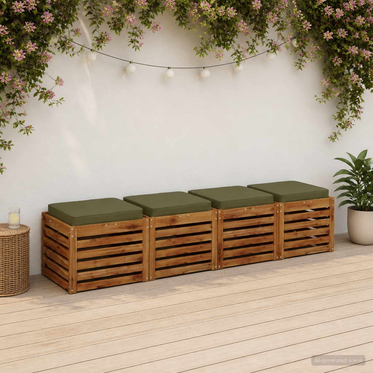 vidaXL 4-Piece Seat Cushions VUGHT 4 pcs 100% Polyester Olive Green