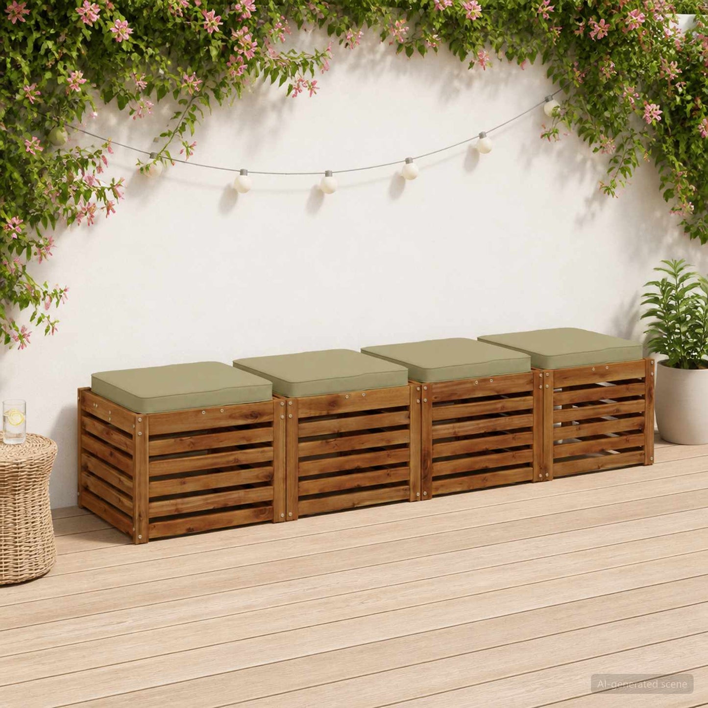 vidaXL 4-Piece Seat Cushions VUGHT 4 pcs 100% Polyester Light Green