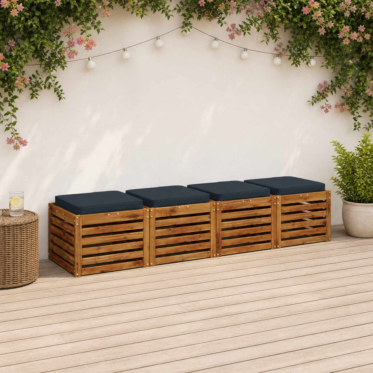 vidaXL 4-Piece Seat Cushions VUGHT 4 pcs 100% Polyester Dark Blue