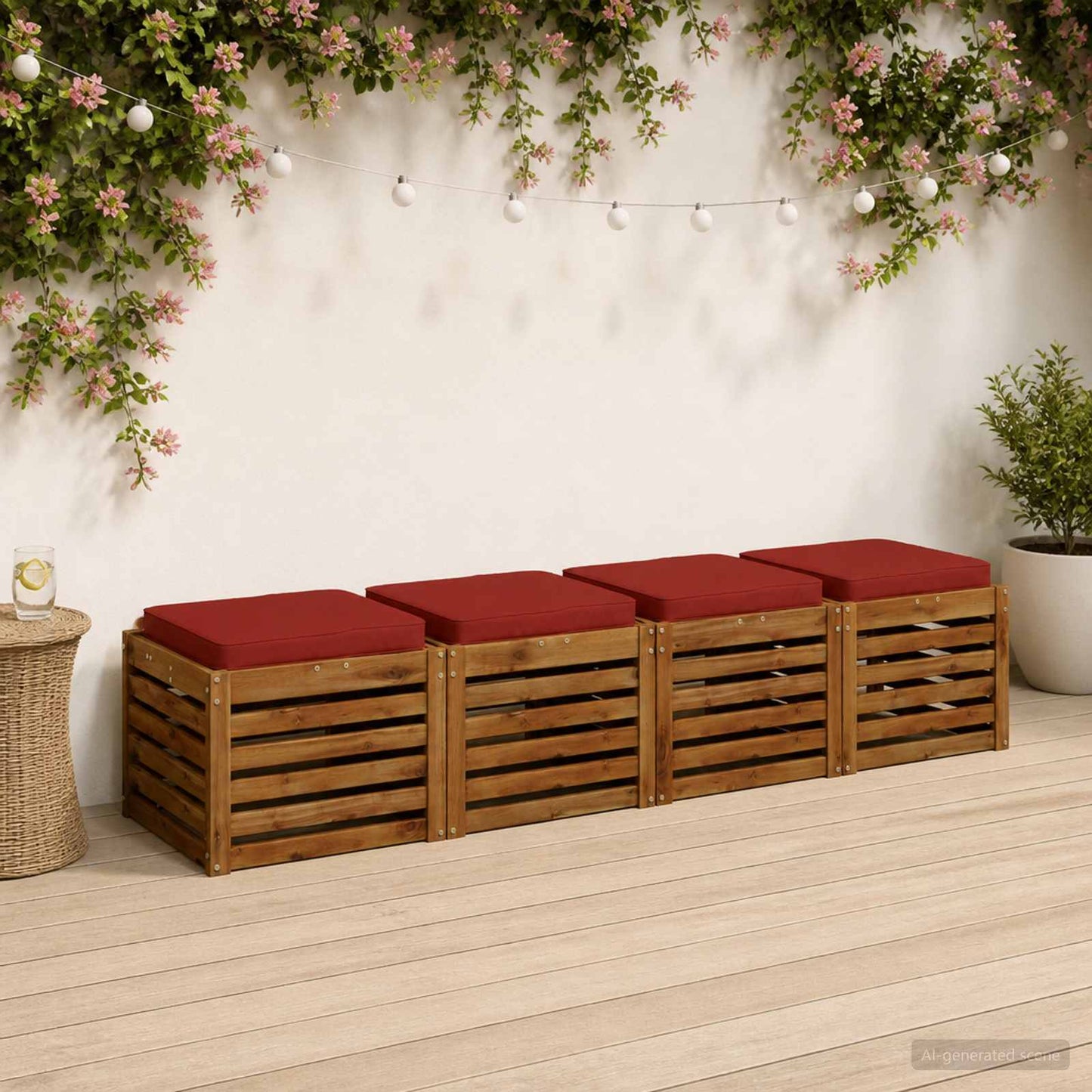 vidaXL 4-Piece Seat Cushions VUGHT 4 pcs 100% Polyester Red