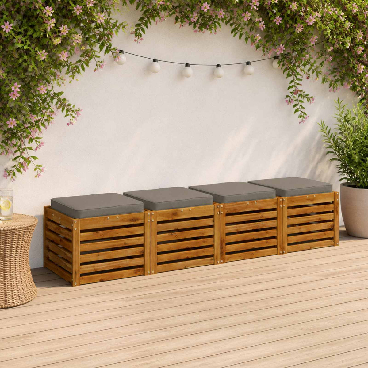 vidaXL 4-Piece Seat Cushions VUGHT 4 pcs 100% Polyester Grey