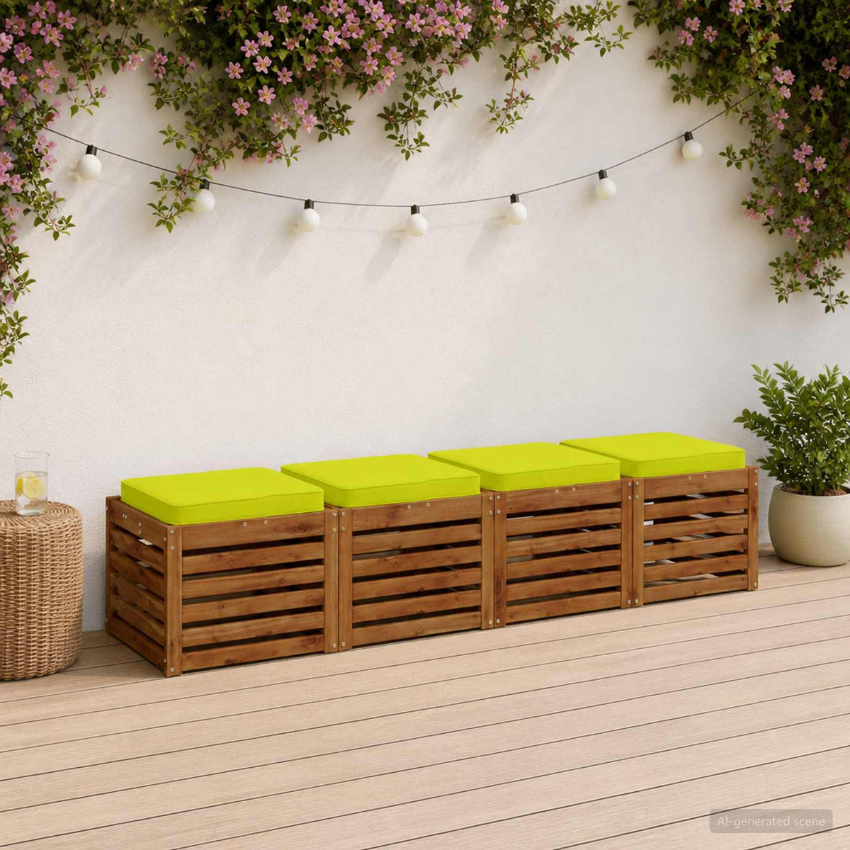 vidaXL 4-Piece Seat Cushions VUGHT 4 pcs 100% Polyester Bright Green
